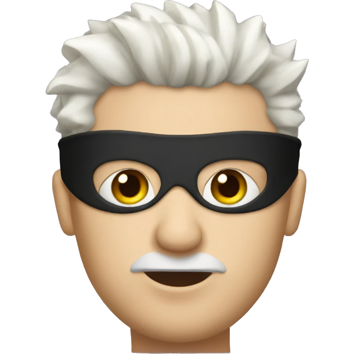 Man with black blindfold and white spiky hair emoji