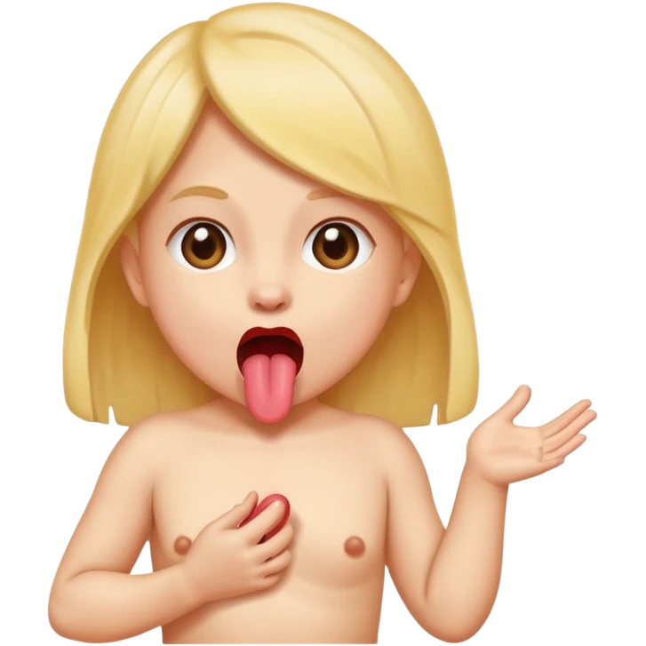 Female naked kid sticking out tongue emoji