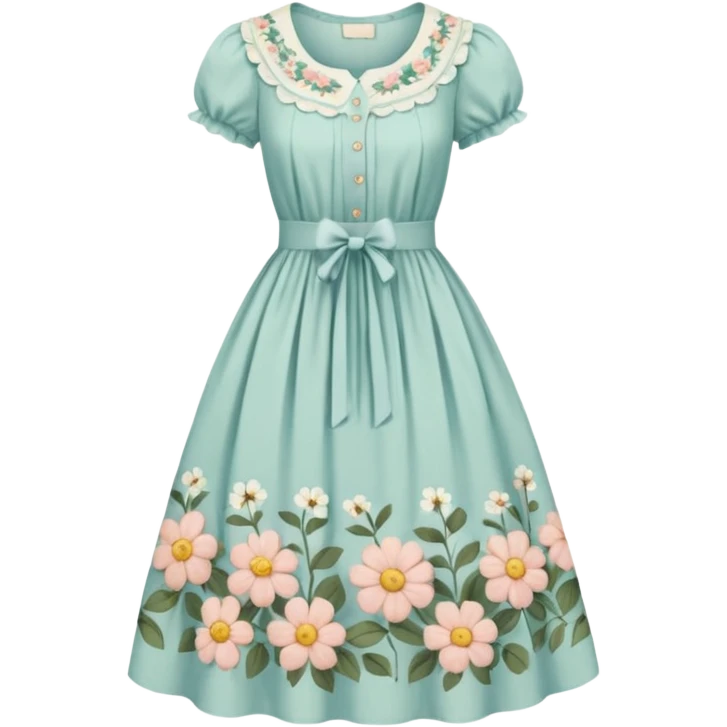 Cottagecore style ultra cute vintage material dress emoji