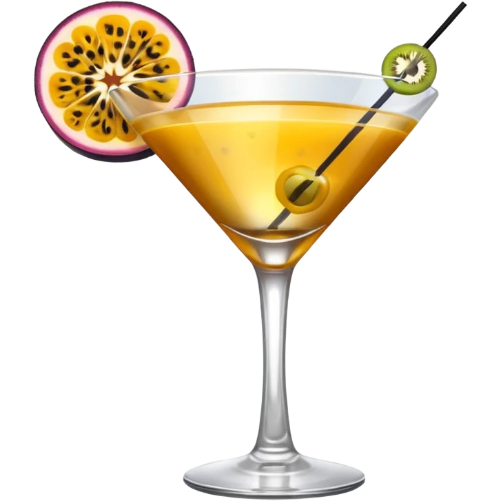 pornstar martini. the passion fruit slice should be on top of the liquid. not on the rim emoji