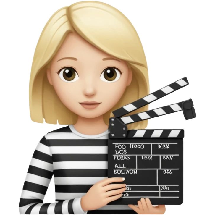 Blonde girl with film clapboard emoji