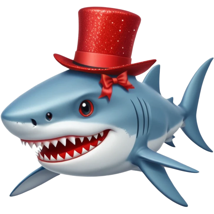 red glitter top hat shark emoji