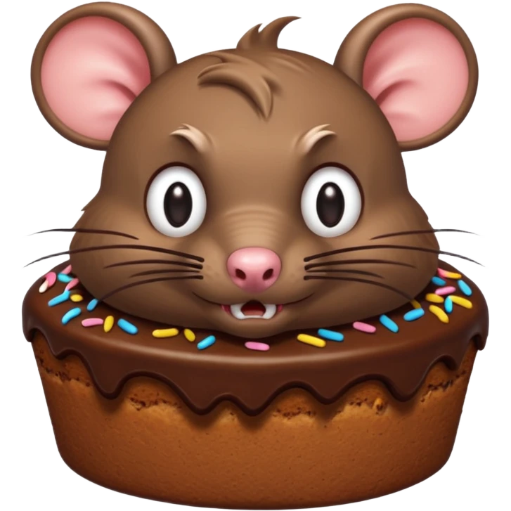 Furious rat with mean cake emoji