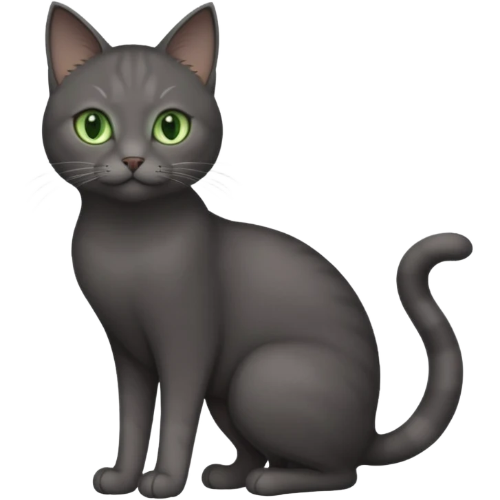 full body solid dark grey cat with green eyes, white paws and white whiskers emoji