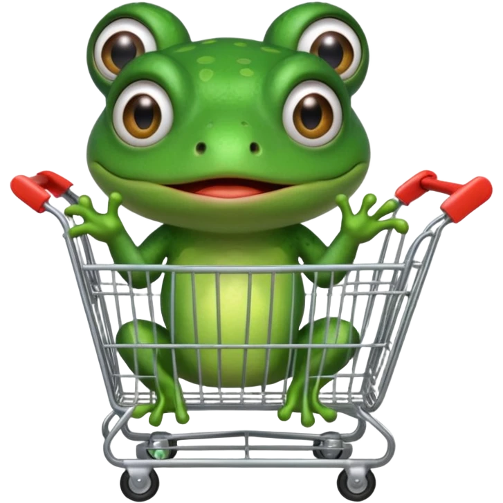 bufo meme frog using a shopping card emoji