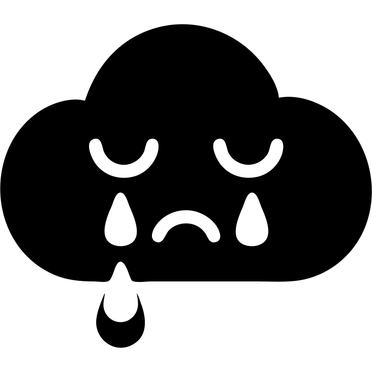 crying cloud icon with solid black style emoji