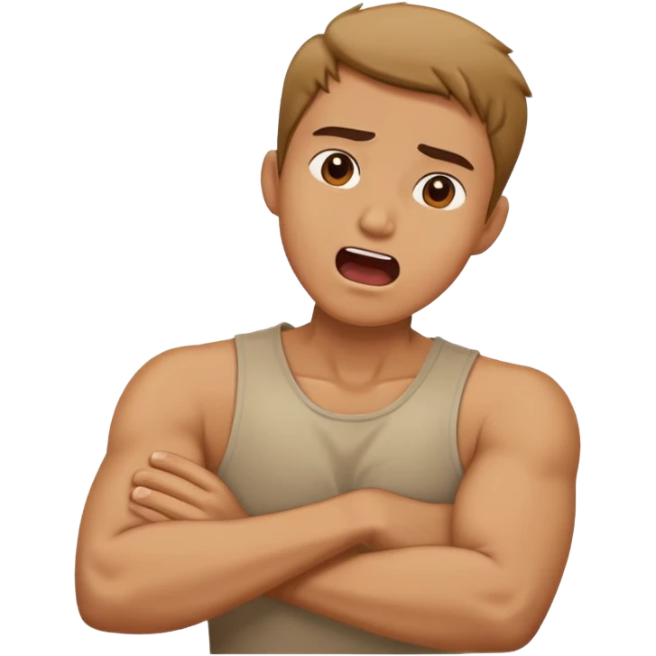 arms crossed holding neck yelling guy emoji