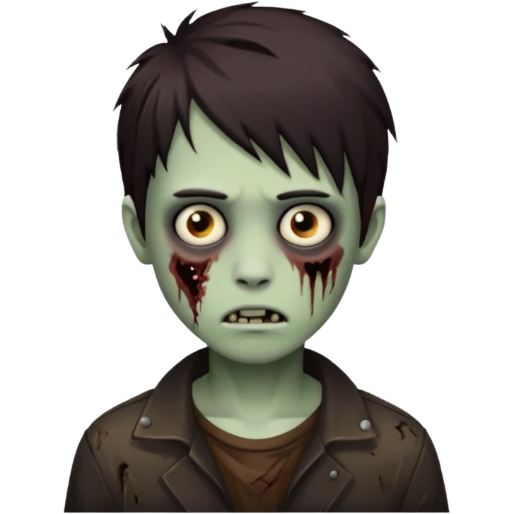 boy zombie with darkish brown emo hair, not so harmed emoji