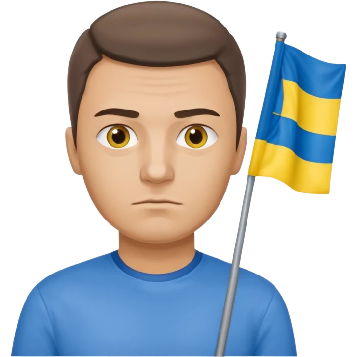a Ukrainian man with the flag of Ukraine emoji