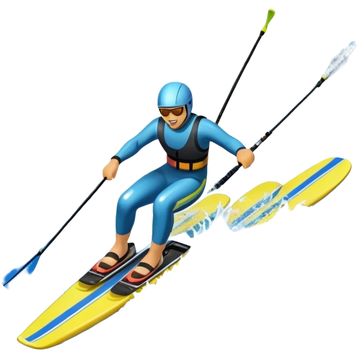 An icon featuring a close-up collage of water skis, splashing water across the surface. The design highlights the motion of the skis cutting through the water. Transparent background emphasizes the thrill of water skiing. emoji