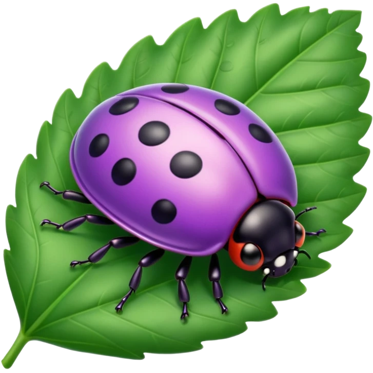 cute purple lady bug on leaf emoji