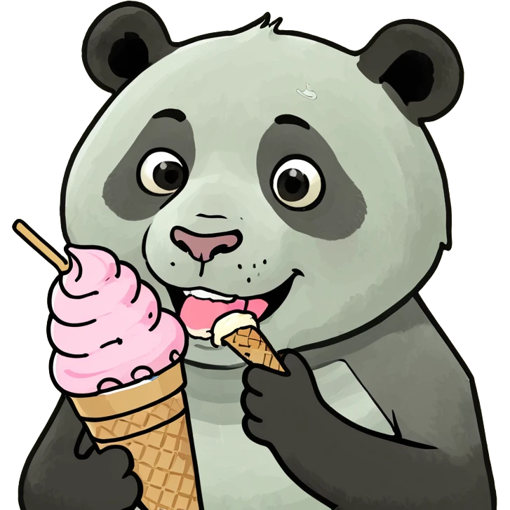 Panda eating ice cream emoji