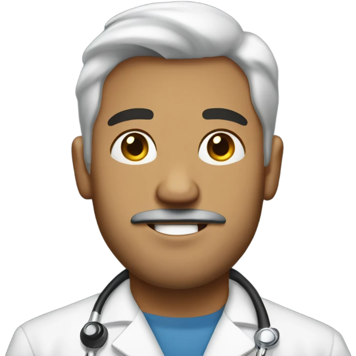 Full Latino man with goatee and plain lab coat and tshirt emoji