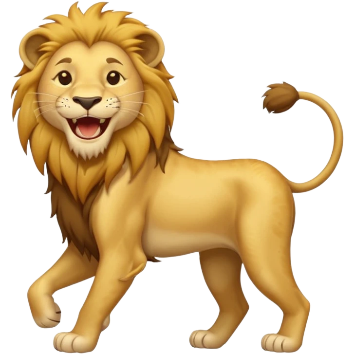 León desnutrido y flaco riéndose  de cuerpo entero emoji