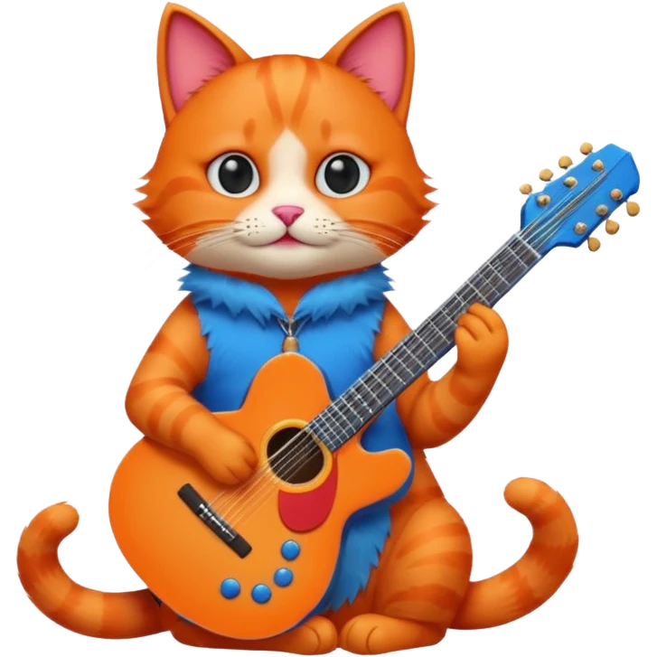 red-cat-with-blue-guitar emoji