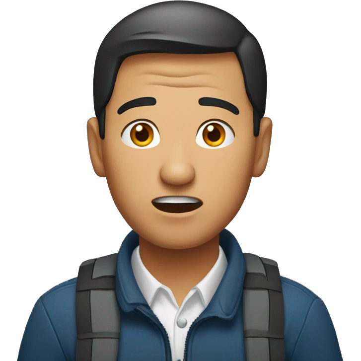 Kyrgyz man have a surprised emoji