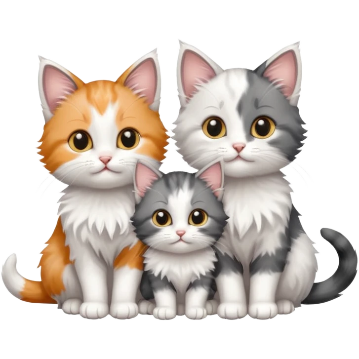 Three small cat three tiny little kitty cats, which are babies emoji