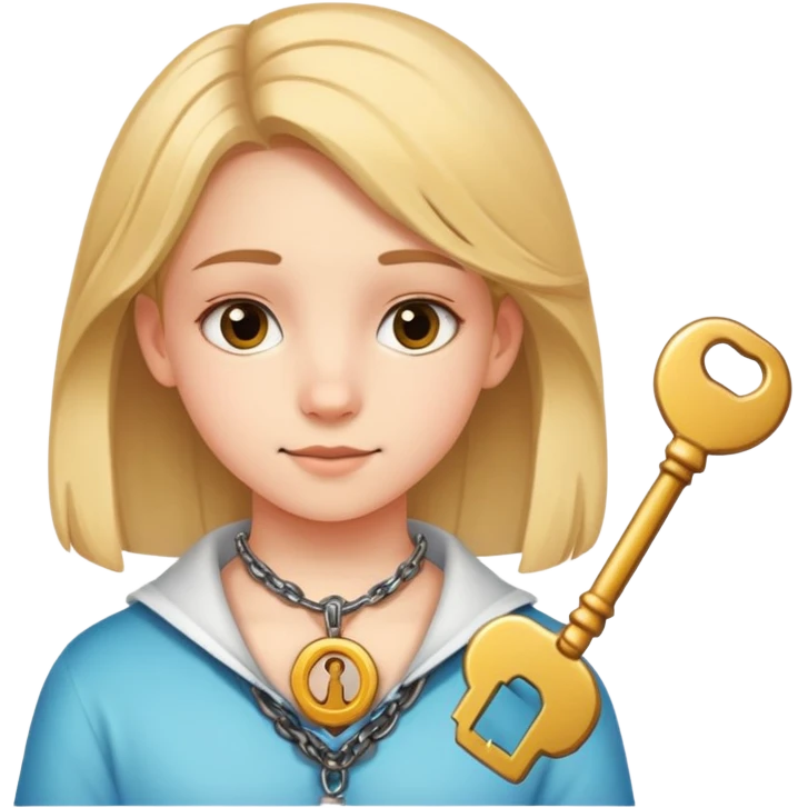 a 14-year-old girl with a key around her neck emoji | AI Emoji Generator
