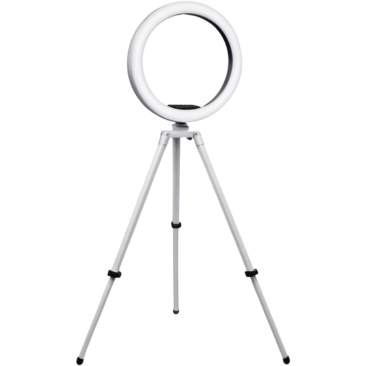 white glowing ring light on white tripod emoji