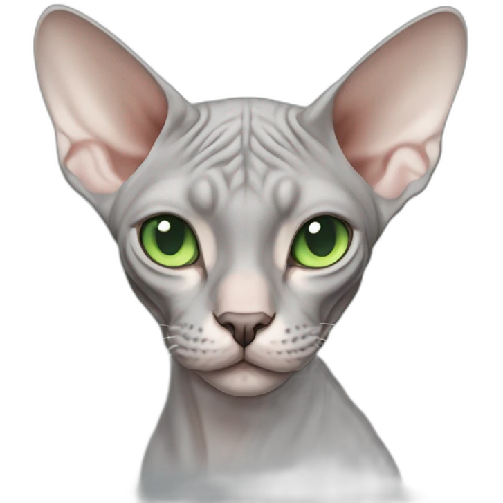 Light gray sphynx cat with green eyes  emoji