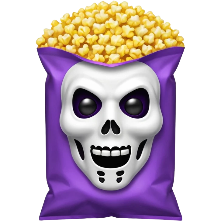Glitter purple and yellow popcorn with ghostface mask in packaging emoji
