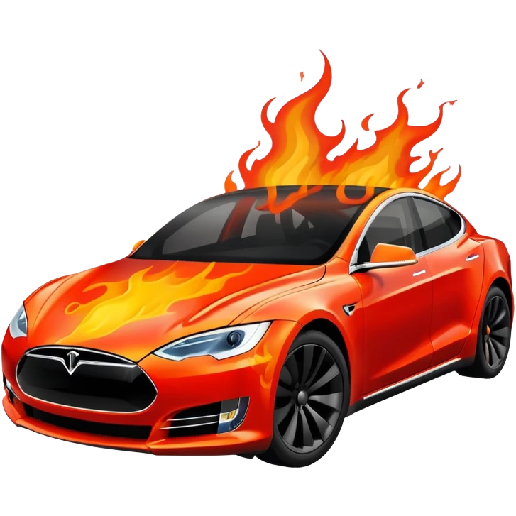 Tesla car burning  emoji