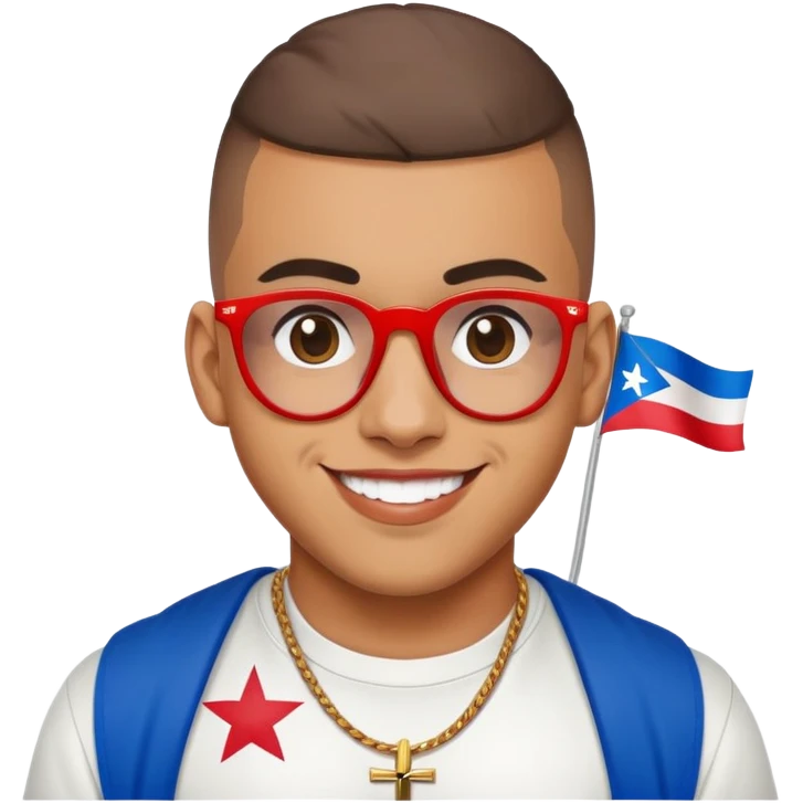 bad bunny with puerto rican flag smiling emoji