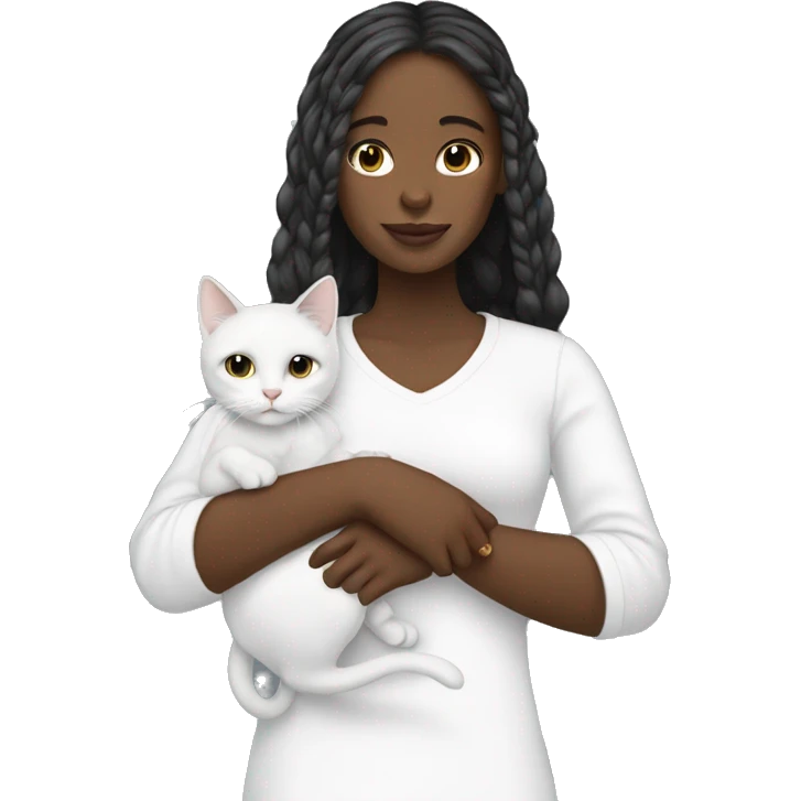 White girly holding white cat emoji