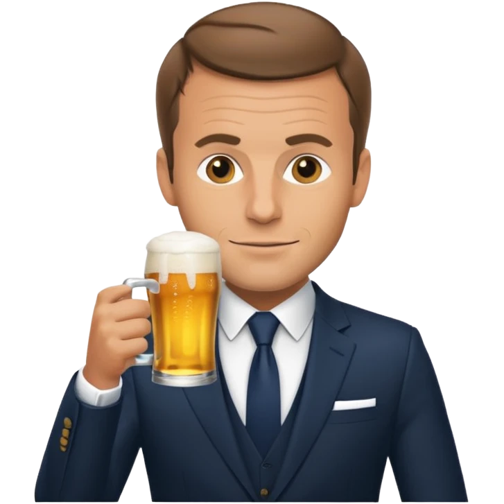 Macron drinking beer emoji