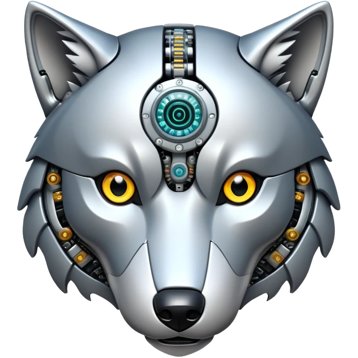 robotic wolf with digital eyes and circuit patterns emoji