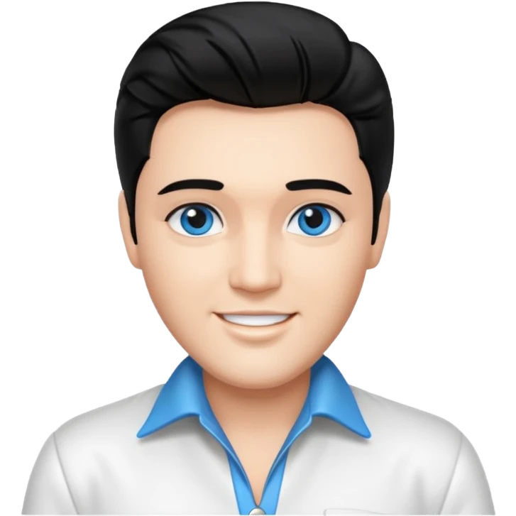 Elvis Presley blue eyes, black hair, white outfit emoji