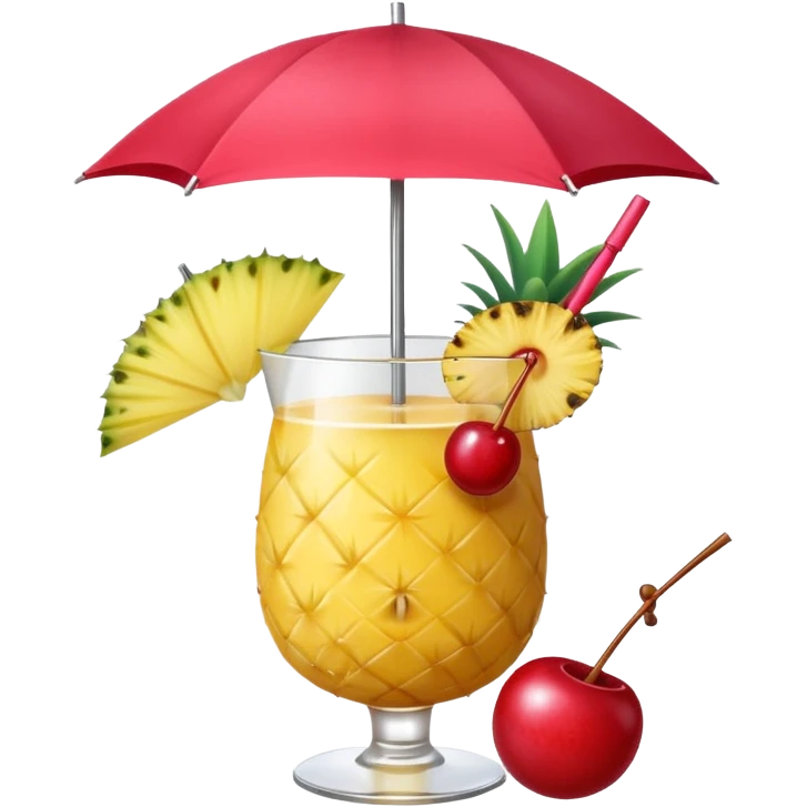 A tropical cocktail with a tiny umbrella and a slice of pineapple. emoji