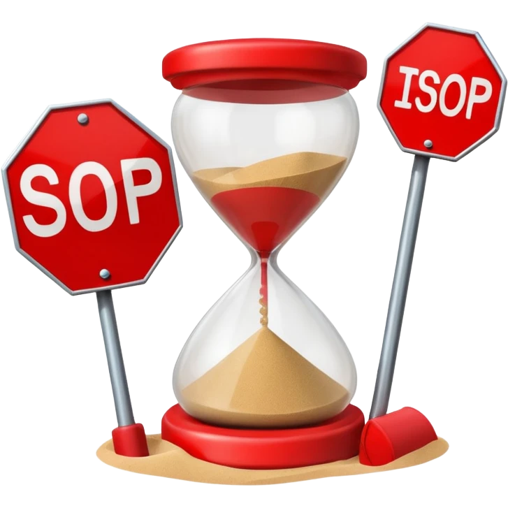 hourglass with a red stop sign emoji