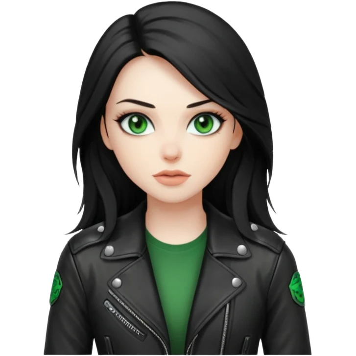 Biker Girl
Black Long Hair
Green Eyes emoji