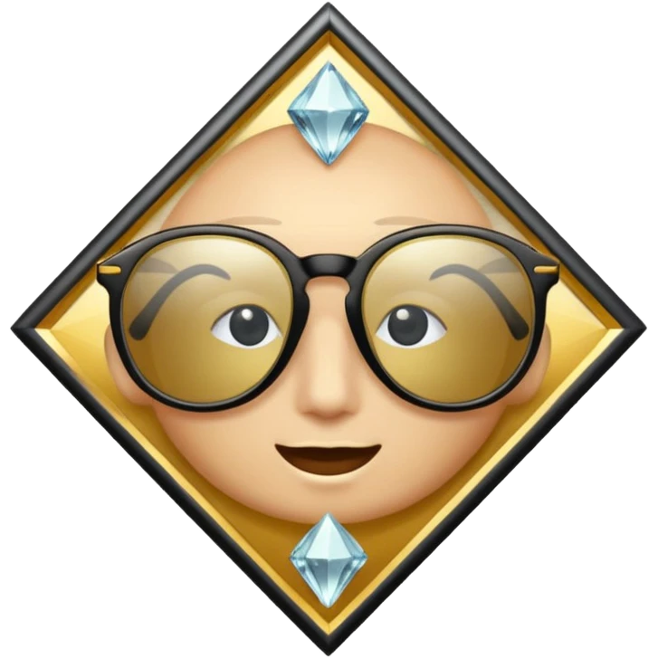 black glasses with diamond and golden in the back emoji