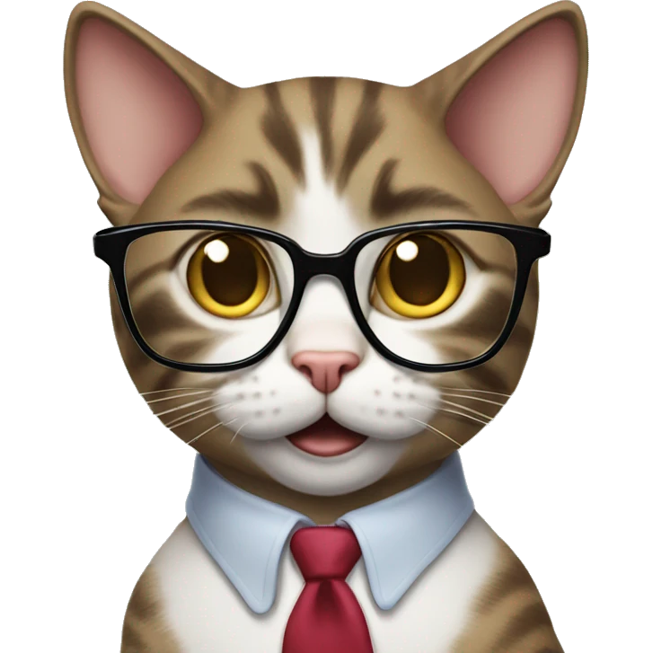nerd cat wearing glasses with his finger up emoji