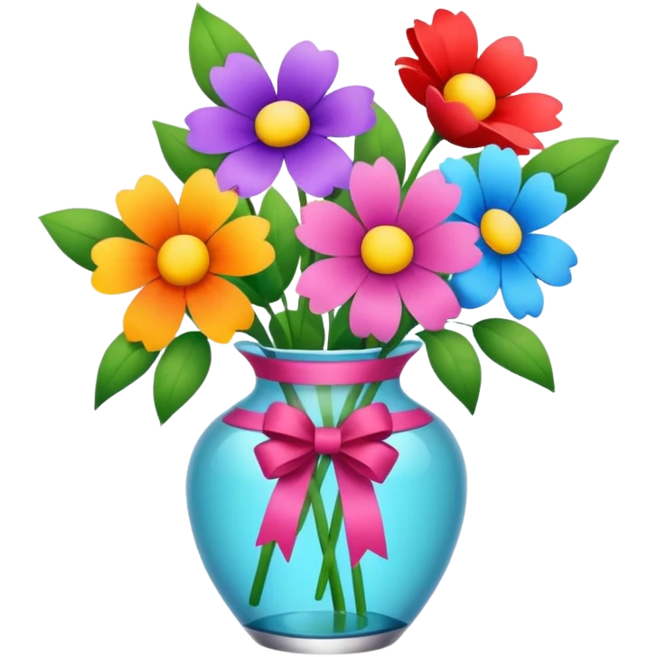flower in a vase with decorative ribbon emoji