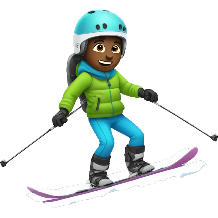 kid skiing with broken arm emoji