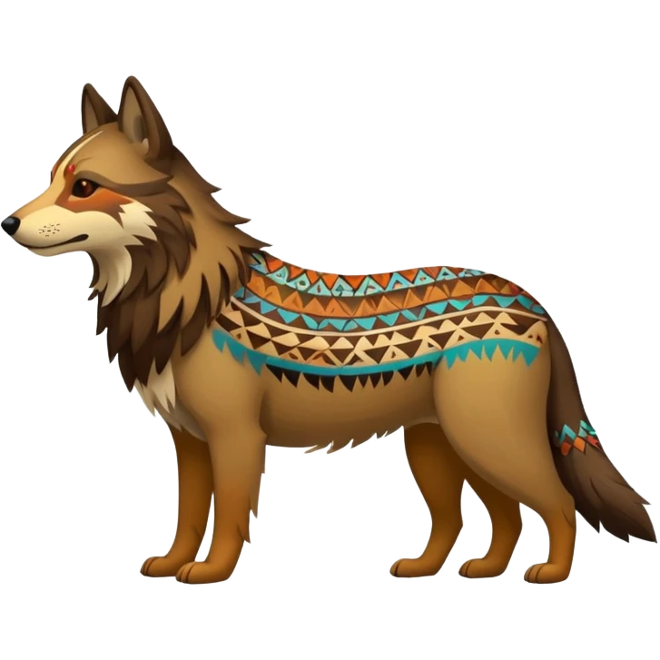 Shamanic Tribal Colorful Patterned Marked Wild Feral Natural Realistic Canine (full body) emoji