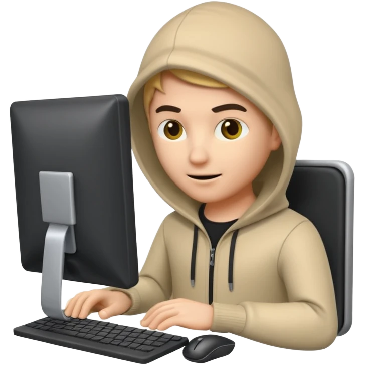 a 3d hacker with computer emoji