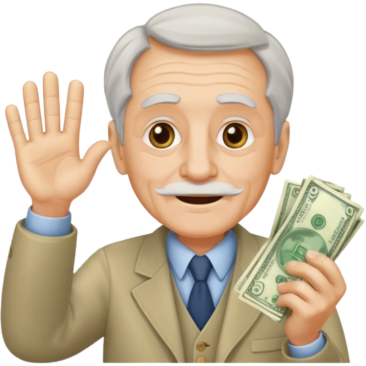 Old man waving money around emoji