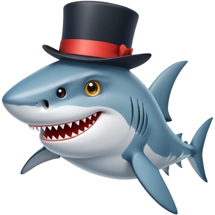 Shark with a top hat emoji