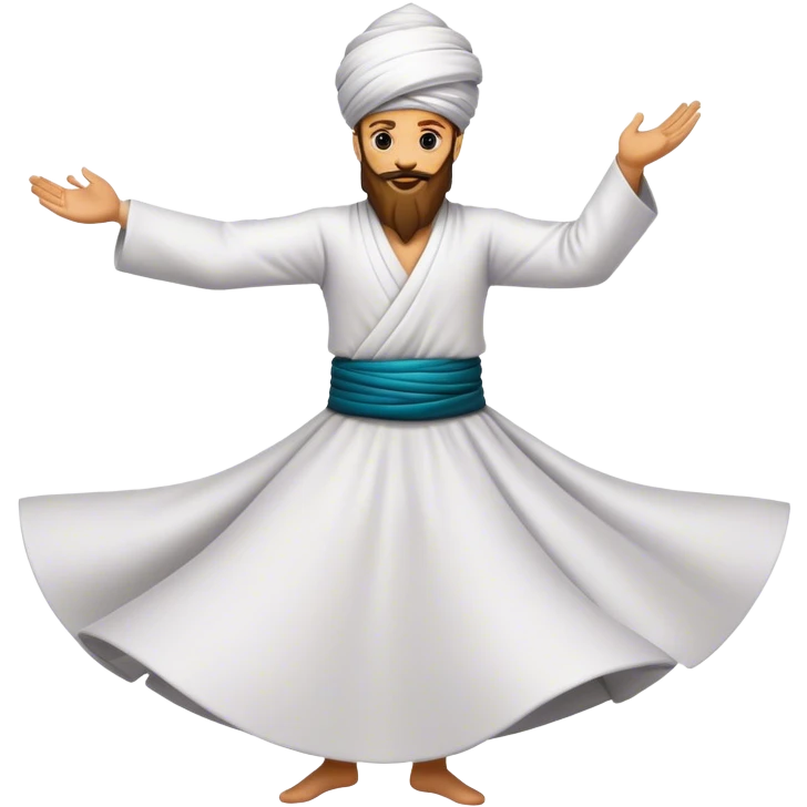 Cinematic Realistic Whirling Dervish Pop Culture Emoji, showcasing a mystical portrayal of traditional Sufi dance rendered with fluid textures and dynamic, spiritual lighting. emoji