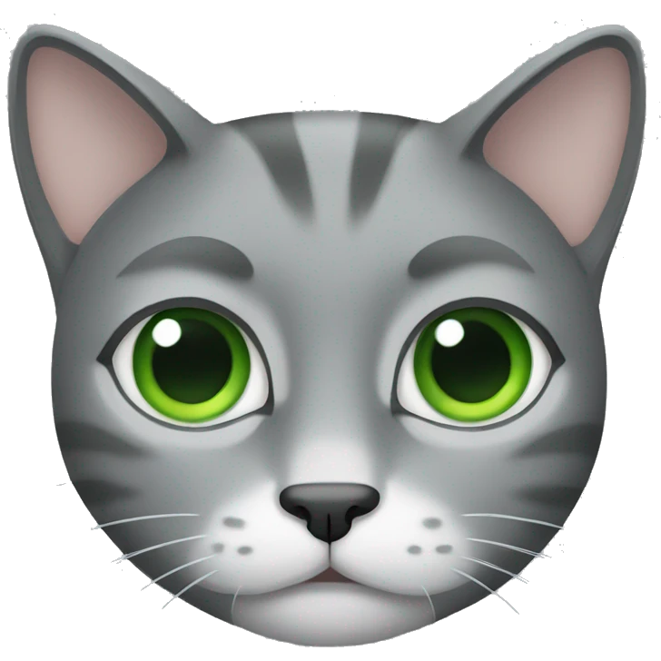 grey cat with green eyes emoji