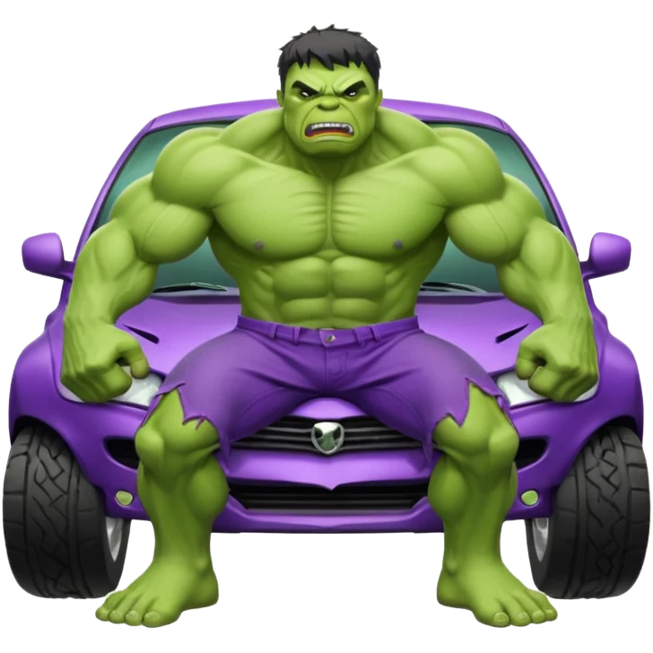 Hulk smashing a car emoji