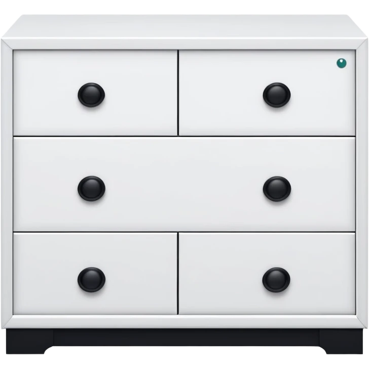 sleek white 6-drawer chest with black knobs emoji