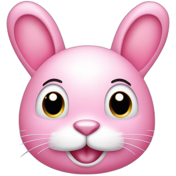 pink bunny with an oval head and white moustache, a round pink nose and a huge smile that takes up half his face emoji