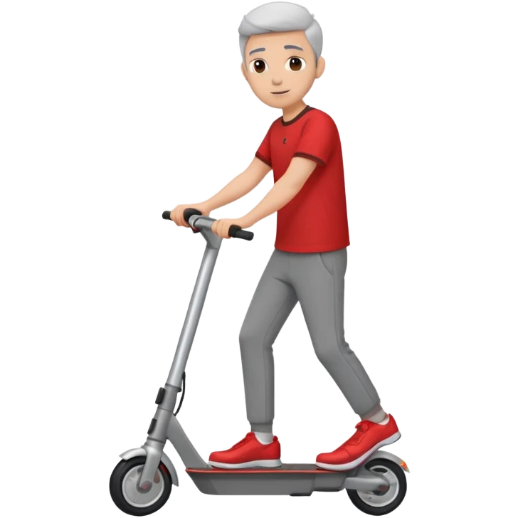 Red shirt, grey pants, on an electric scooter emoji