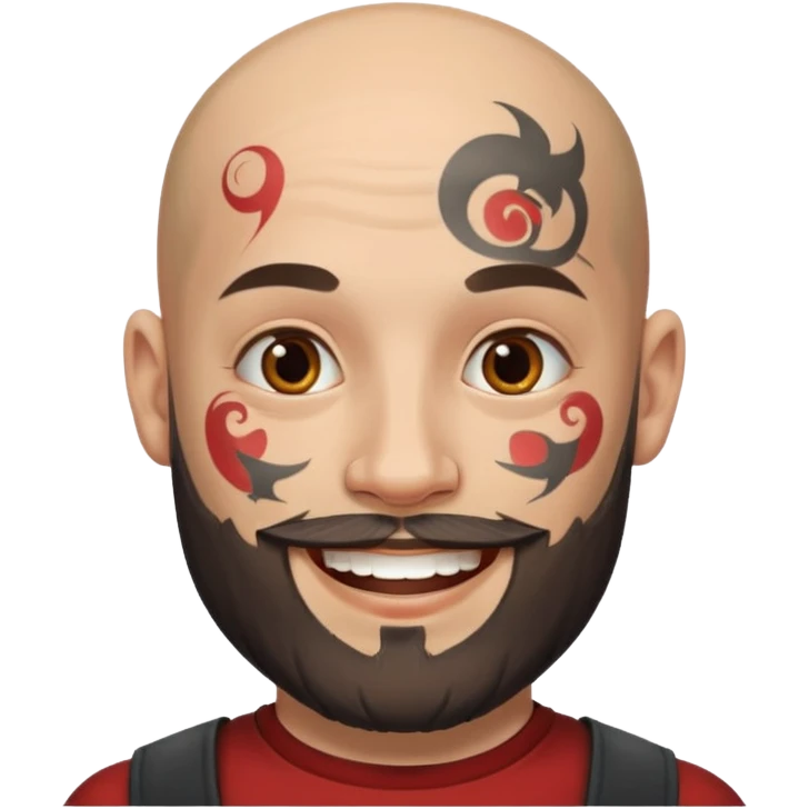 bald bearded man with face tattoo emoji