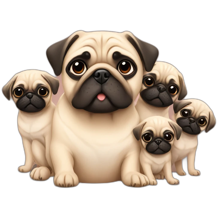 mom pug with her little puppies emoji